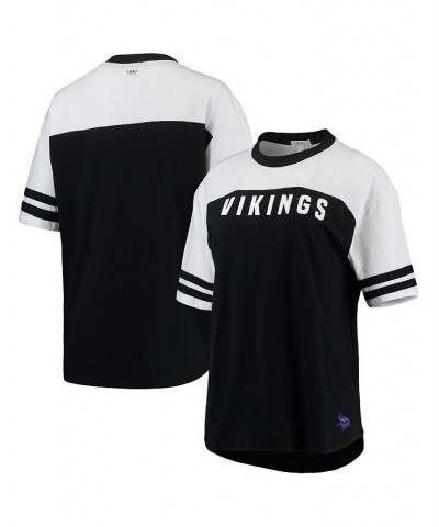 Women's Black Minnesota Vikings Sporty Sleeve Stripe Tri-Blend T-shirt Black $23.50 Tops