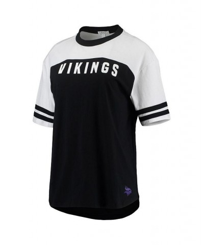 Women's Black Minnesota Vikings Sporty Sleeve Stripe Tri-Blend T-shirt Black $23.50 Tops