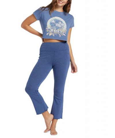 Juniors' Zuma Ribbed Knit Flare Pants Blue $30.08 Pants