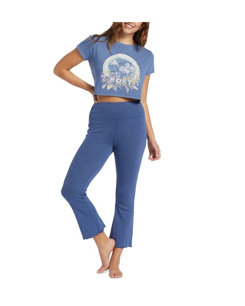 Juniors' Zuma Ribbed Knit Flare Pants Blue $30.08 Pants