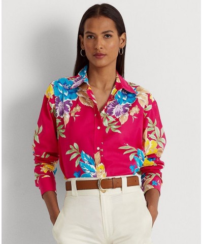 Women's Floral Cotton Voile Shirt Pink Multi $51.47 Tops