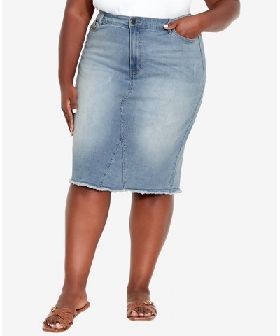 Plus Size Denim Stretch Skirt Light Wash $28.16 Skirts