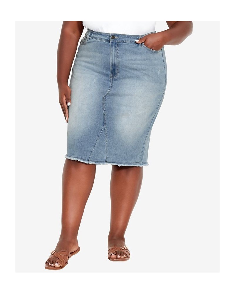 Plus Size Denim Stretch Skirt Light Wash $28.16 Skirts