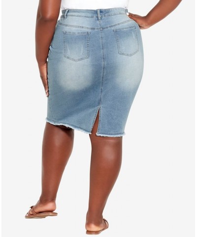 Plus Size Denim Stretch Skirt Light Wash $28.16 Skirts