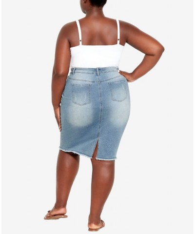 Plus Size Denim Stretch Skirt Light Wash $28.16 Skirts