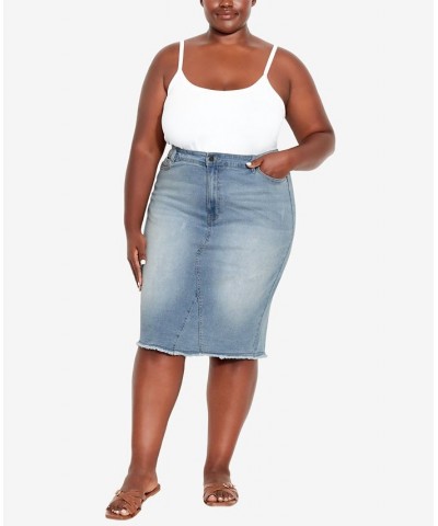 Plus Size Denim Stretch Skirt Light Wash $28.16 Skirts