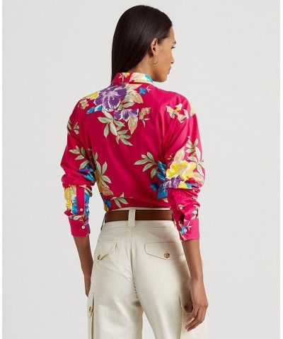 Women's Floral Cotton Voile Shirt Pink Multi $51.47 Tops