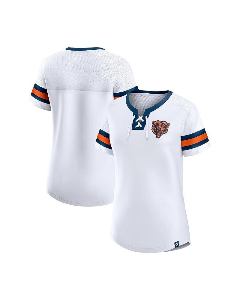 Women's Branded White Chicago Bears Sunday Best Lace-Up T-shirt White $29.40 Tops