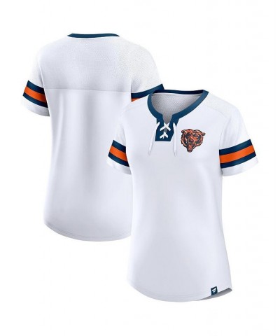 Women's Branded White Chicago Bears Sunday Best Lace-Up T-shirt White $29.40 Tops