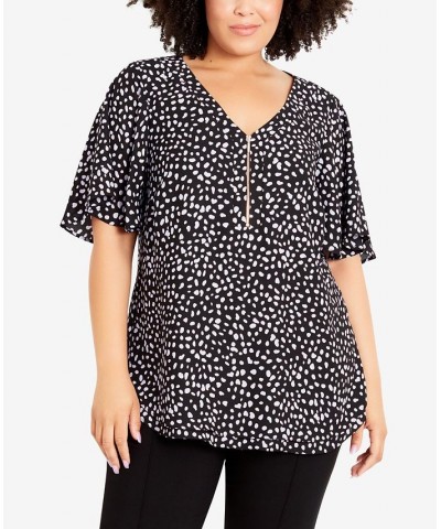 Plus Size Melina Flutter Spot V-neck Top Black, Lilac Spot $36.57 Tops