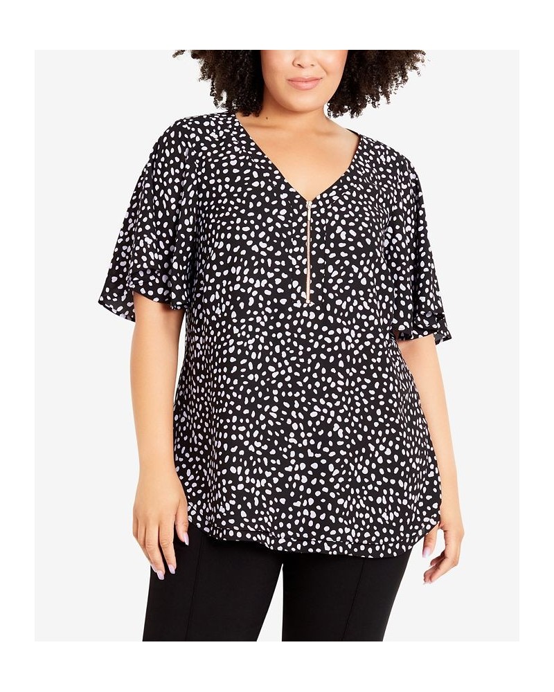 Plus Size Melina Flutter Spot V-neck Top Black, Lilac Spot $36.57 Tops