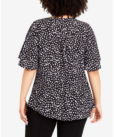 Plus Size Melina Flutter Spot V-neck Top Black, Lilac Spot $36.57 Tops