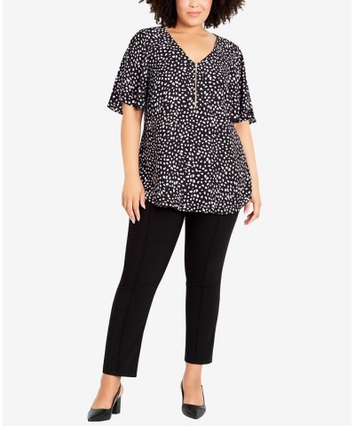 Plus Size Melina Flutter Spot V-neck Top Black, Lilac Spot $36.57 Tops