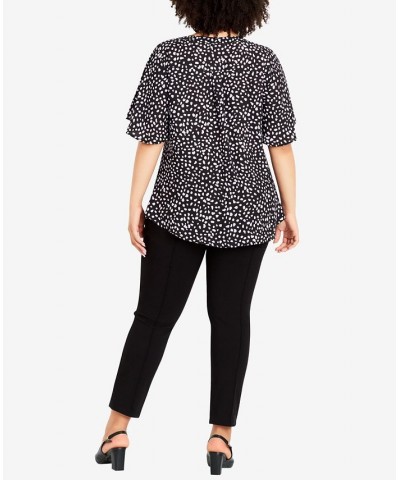 Plus Size Melina Flutter Spot V-neck Top Black, Lilac Spot $36.57 Tops