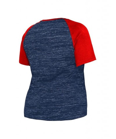 Women's Navy Cleveland Guardians Plus Size Space Dye Raglan V-Neck T-shirt Navy $21.42 Tops