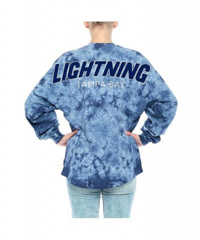 Women's Branded Navy Tampa Bay Lightning Crystal-Dye Long Sleeve T-shirt Navy $33.18 Tops