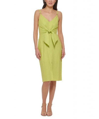 Women's V-Neck Tie-Front Sleeveless Dress Green $72.52 Dresses