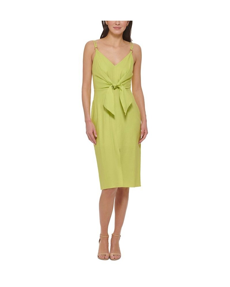 Women's V-Neck Tie-Front Sleeveless Dress Green $72.52 Dresses