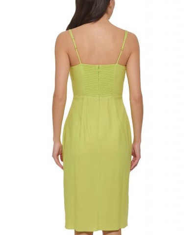 Women's V-Neck Tie-Front Sleeveless Dress Green $72.52 Dresses