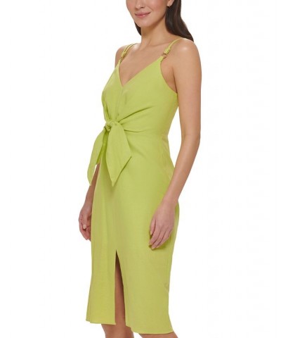 Women's V-Neck Tie-Front Sleeveless Dress Green $72.52 Dresses