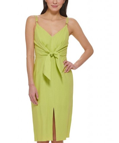 Women's V-Neck Tie-Front Sleeveless Dress Green $72.52 Dresses