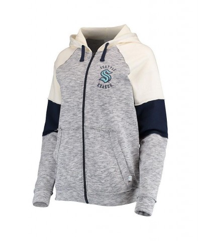 Women's Deep Sea Blue and Cream Seattle Kraken Big League Space-Dye Raglan Full-Zip Hoodie Deep Sea Blue, Cream $34.40 Sweats...