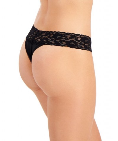 Women's Lace-Trim Thong Underwear Deep Black $8.63 Panty