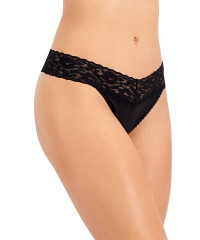 Women's Lace-Trim Thong Underwear Deep Black $8.63 Panty