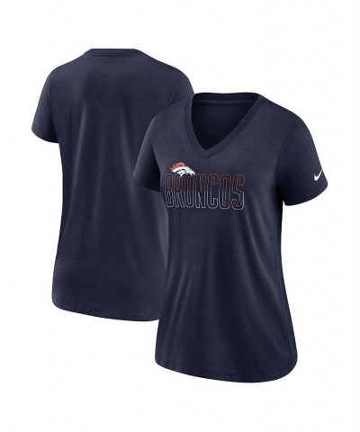 Women's Heathered Navy Denver Broncos Lock Up Tri-Blend V-Neck T-shirt Heathered Navy $21.15 Tops