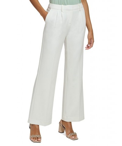 Petite High Waist Wide-Leg Pleated Pants White $47.96 Pants