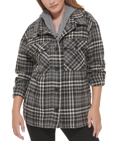 Women's Plaid Hooded Shirt Jacket Multi $43.22 Jackets