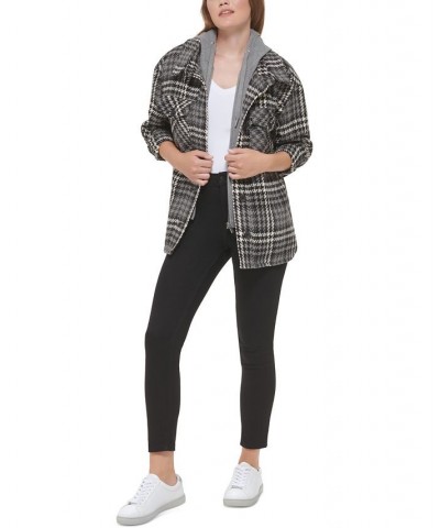 Women's Plaid Hooded Shirt Jacket Multi $43.22 Jackets