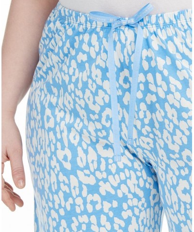 Womens Plus size Sleepwell Printed Knit pajama pant made with Temperature Regulating Technology Blue $17.68 Sleepwear