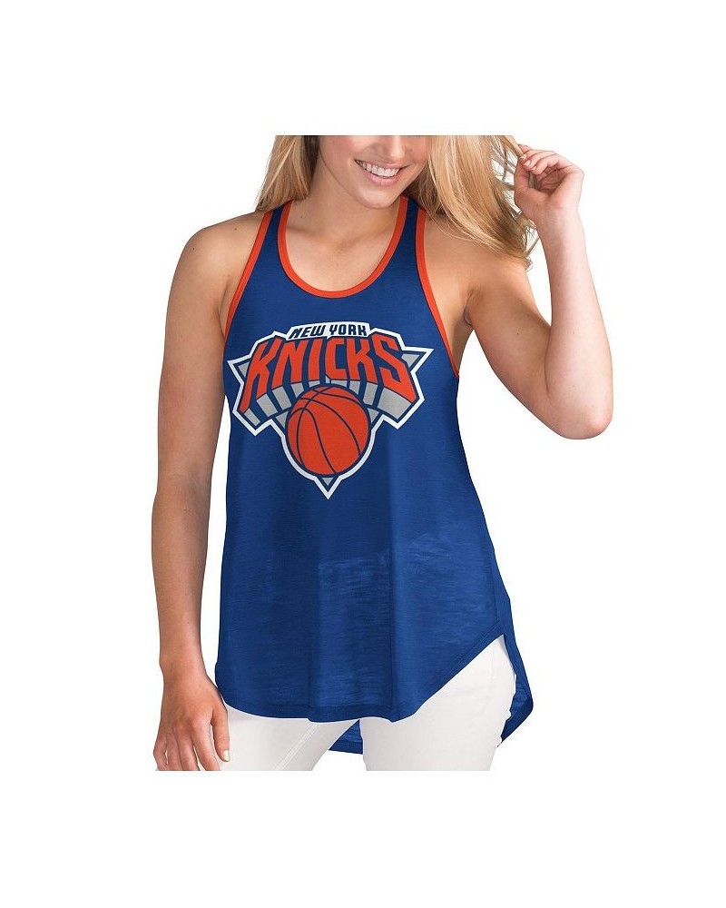 Women's Blue New York Knicks Showdown Scoop-Neck Racerback Tank Top Blue $20.99 Tops