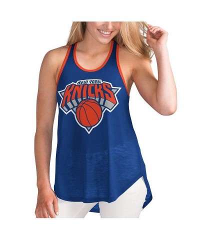 Women's Blue New York Knicks Showdown Scoop-Neck Racerback Tank Top Blue $20.99 Tops