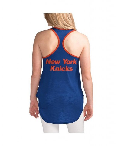 Women's Blue New York Knicks Showdown Scoop-Neck Racerback Tank Top Blue $20.99 Tops