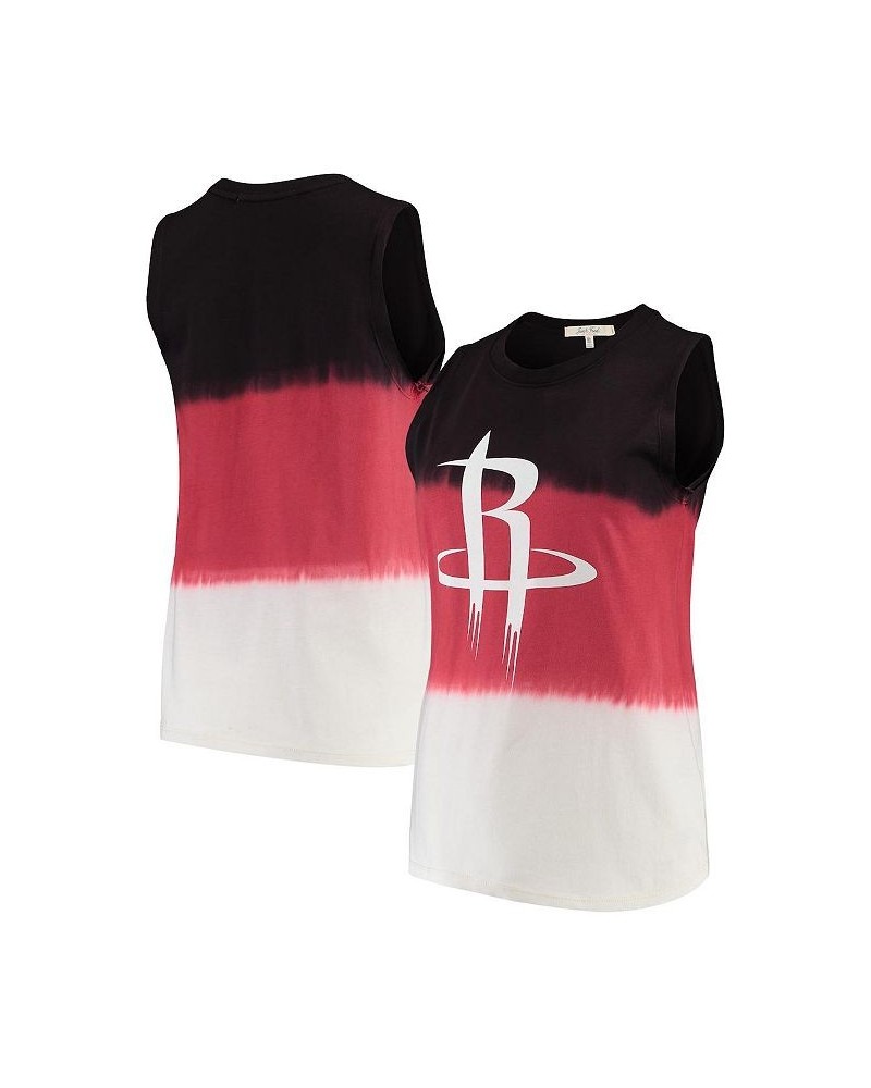 Women's Black Houston Rockets Muscle Dip Dye Tank Top Black $18.90 Tops