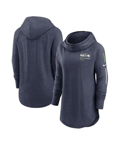 Women's College Navy Seattle Seahawks Minimal Statement Raglan Funnel Neck Pullover Hoodie Blue $41.24 Sweatshirts