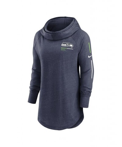 Women's College Navy Seattle Seahawks Minimal Statement Raglan Funnel Neck Pullover Hoodie Blue $41.24 Sweatshirts