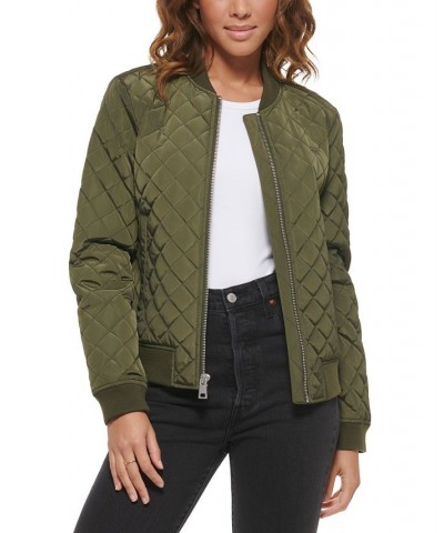 Diamond Quilted Bomber Jacket Army Green $37.80 Jackets