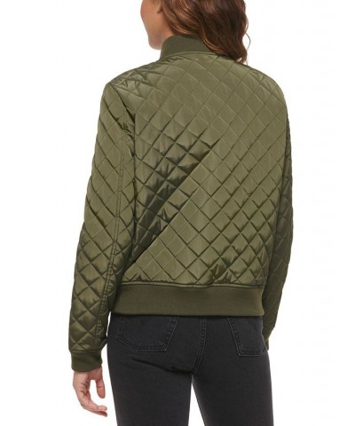 Diamond Quilted Bomber Jacket Army Green $37.80 Jackets