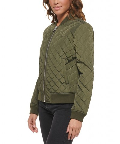 Diamond Quilted Bomber Jacket Army Green $37.80 Jackets