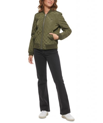 Diamond Quilted Bomber Jacket Army Green $37.80 Jackets