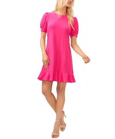 Puffed Dot Sleeve Dress Pink $36.15 Dresses