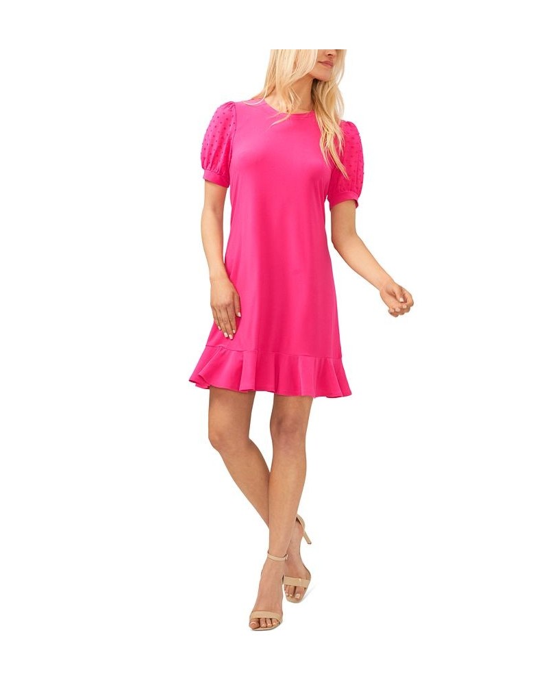 Puffed Dot Sleeve Dress Pink $36.15 Dresses