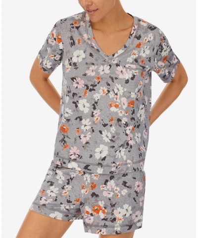 Women's Short-Sleeve Boxer Pajamas Set Silver $20.68 Sleepwear