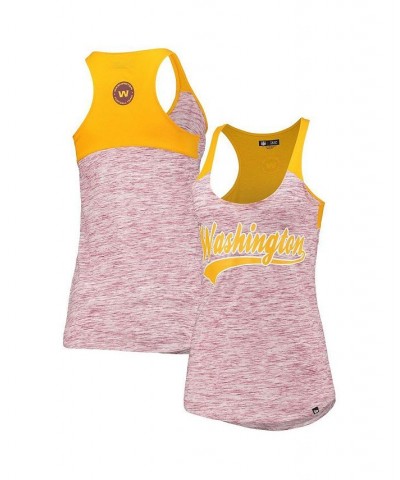 Women's Gold and Burgundy Washington Football Team Space Dye Scoop Neck Racerback Tank Top Gold, Burgundy $16.00 Tops