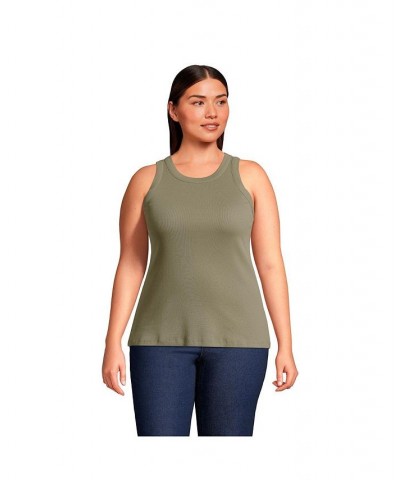 Women's Plus Size 2x2 Rib Crew Neck Tank Top Light blue radiance $23.57 Tops