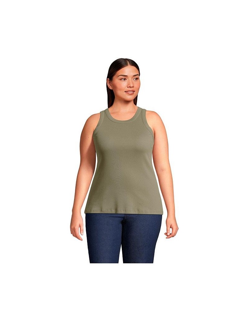 Women's Plus Size 2x2 Rib Crew Neck Tank Top Light blue radiance $23.57 Tops