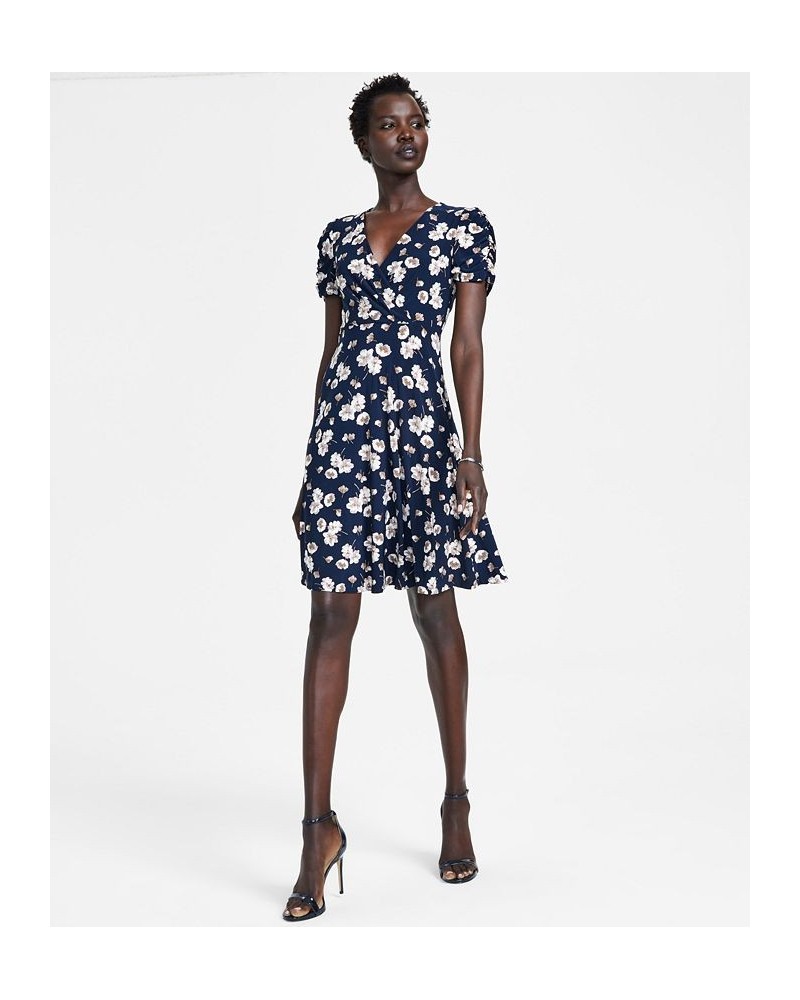 Floral-Print Faux-Wrap Dress Sky Captain/latte $27.60 Dresses